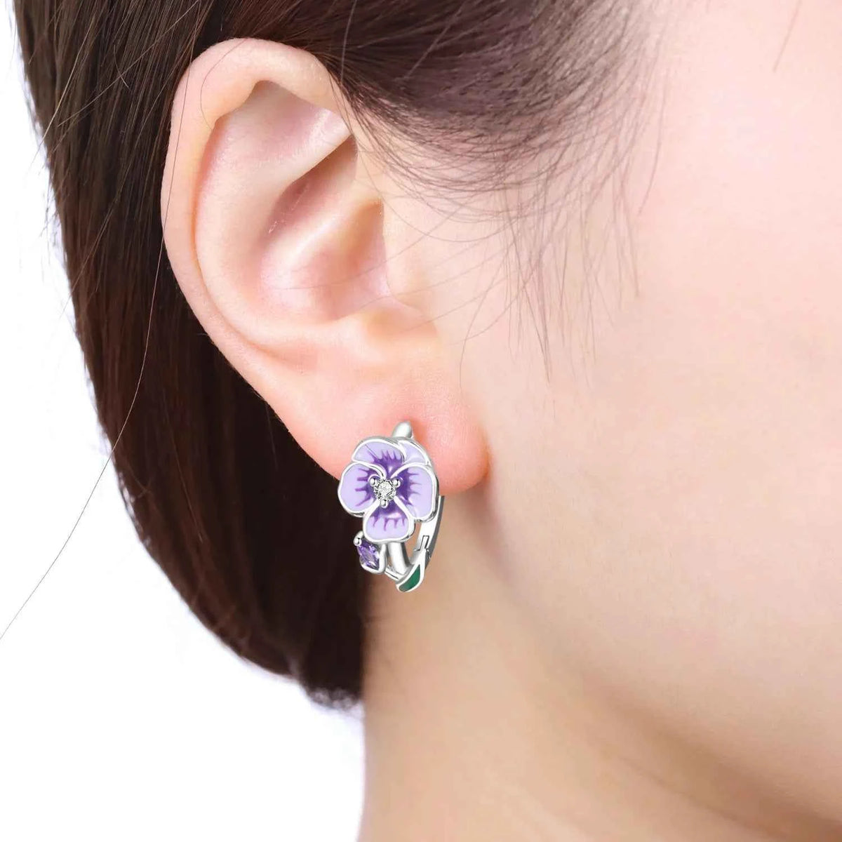 Silver Flower Earrings by PANPOKI Original in 925 sterling silver with detailed floral design.