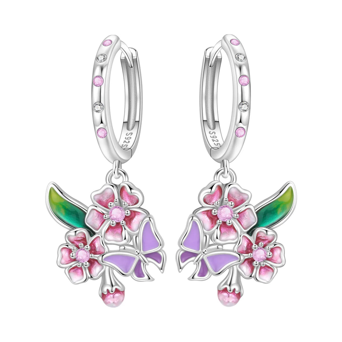 Silver 925 flower earrings by PANPOKI, featuring intricate floral design in sterling silver.