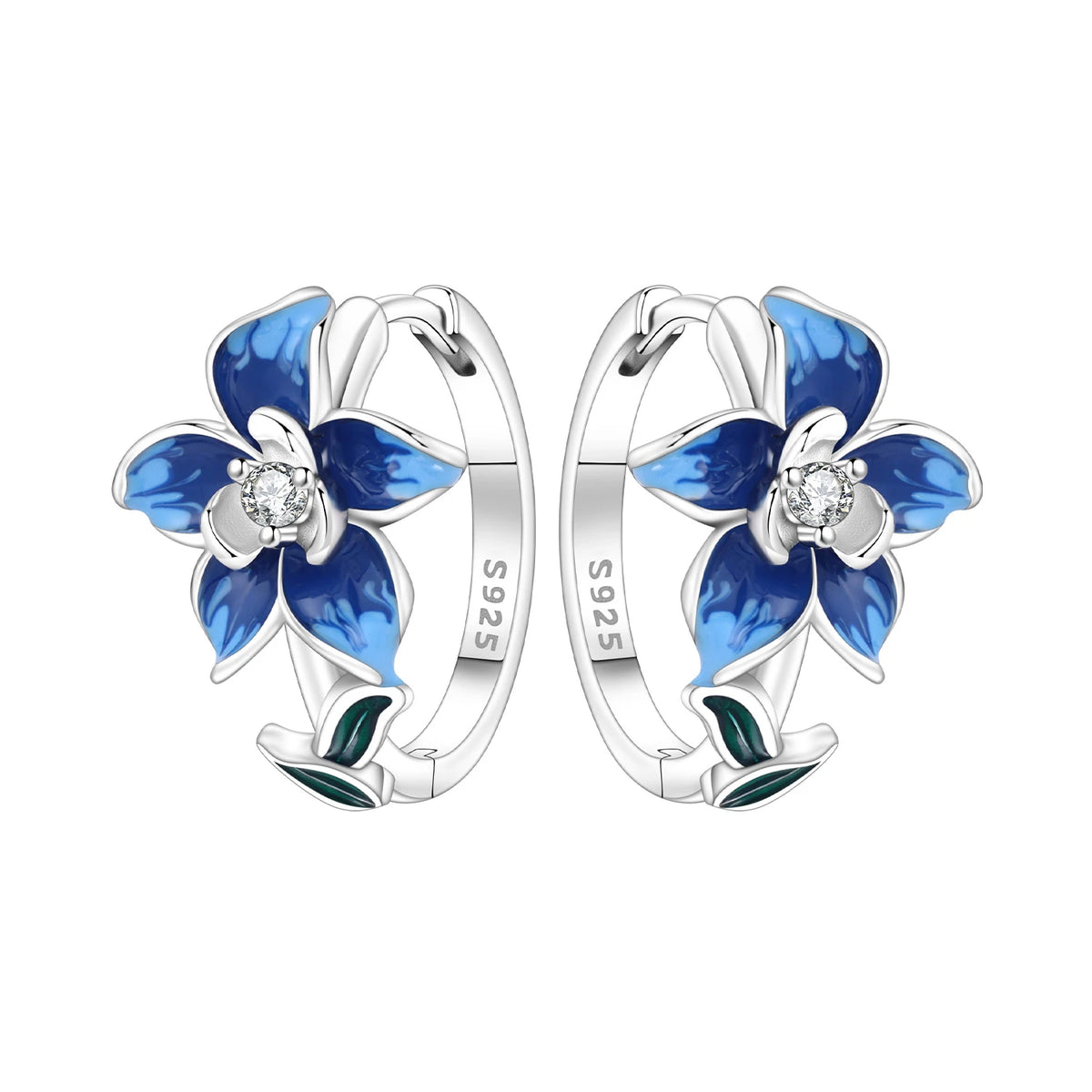 Silver 925 flower-shaped earrings by Panpoki, featuring intricate floral design in high-quality sterling silver.