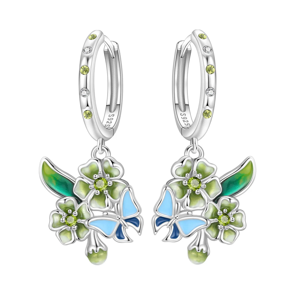 Panpoki Original Plata de Ley 925 floral earrings by Corporación Turística, featuring intricate flower designs in silver.