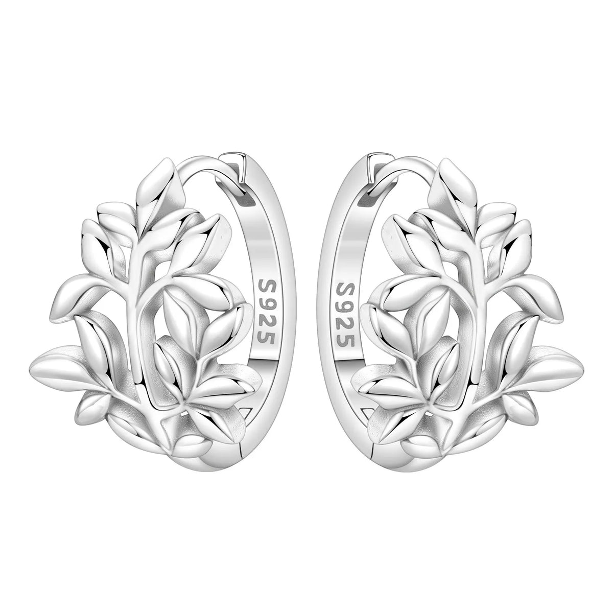 Silver 925 flower-shaped earrings by PANPOKI Original Plata de Ley, showcasing intricate floral design and polished finish.