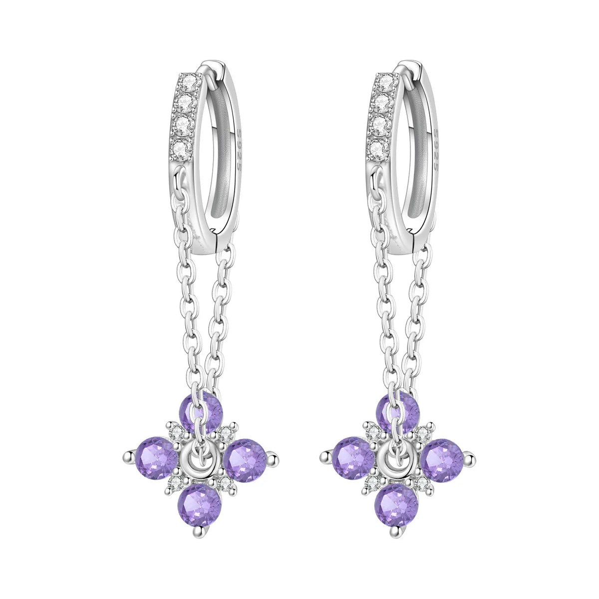 Silver 925 flower earrings by PANPOKI Original Plata de Ley, featuring intricate floral design and sterling silver craftsmanship.