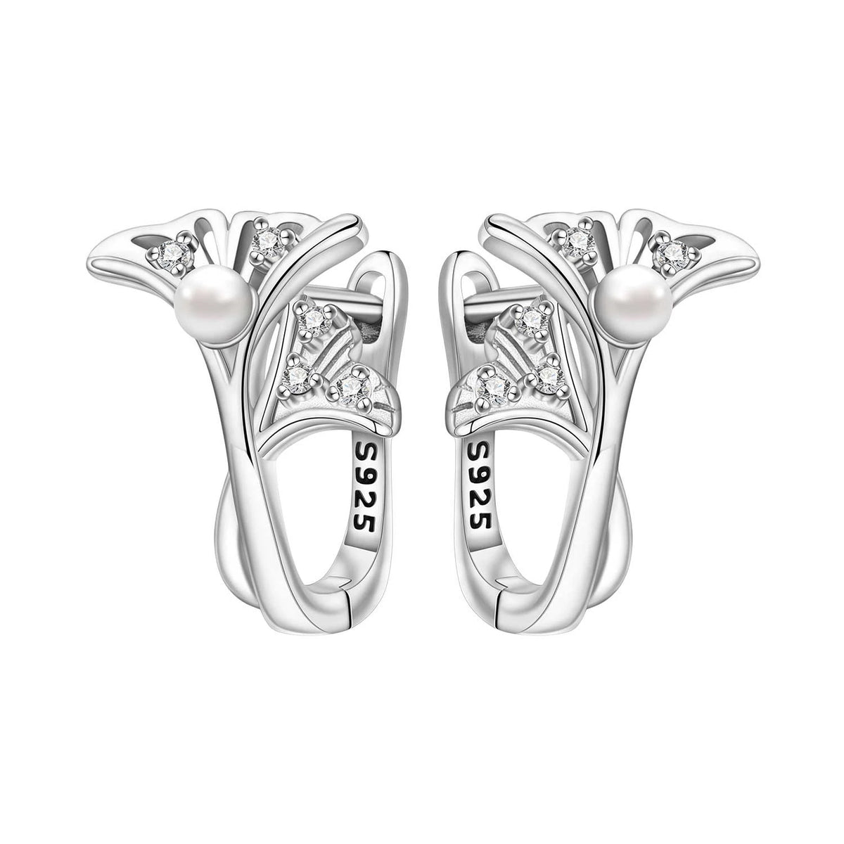 Sterling silver flower earrings by PANPOKI Original Plata de Ley 925 with detailed floral design and polished finish.