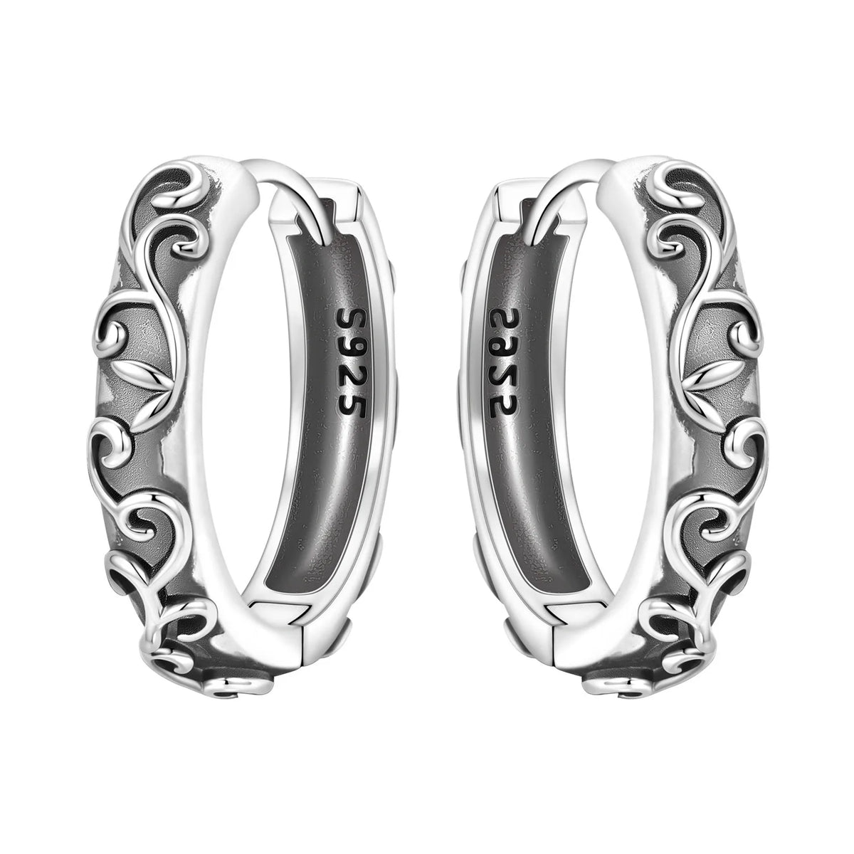 Silver flower earrings by PANPOKI, made of 925 sterling silver, featuring delicate floral design.