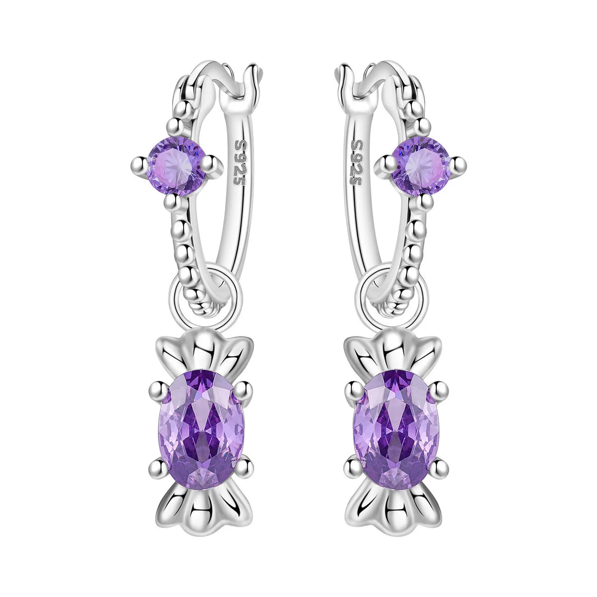 Orstarry Iris flower pendant earrings for women, featuring floral design and silver hooks, stylish and elegant jewelry.