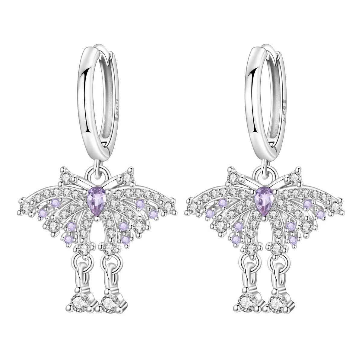 Orstarry Iris flower pendant earrings for women, featuring delicate floral design and silver hooks.