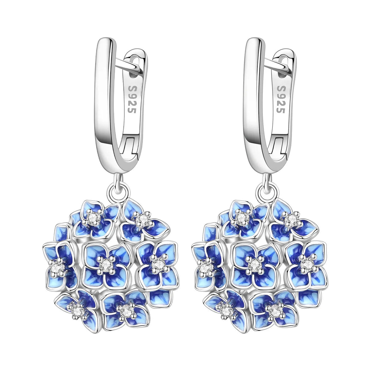 Original silver 925 earrings with a unique F design, crafted by Corporación Turística, displayed on a plain background.