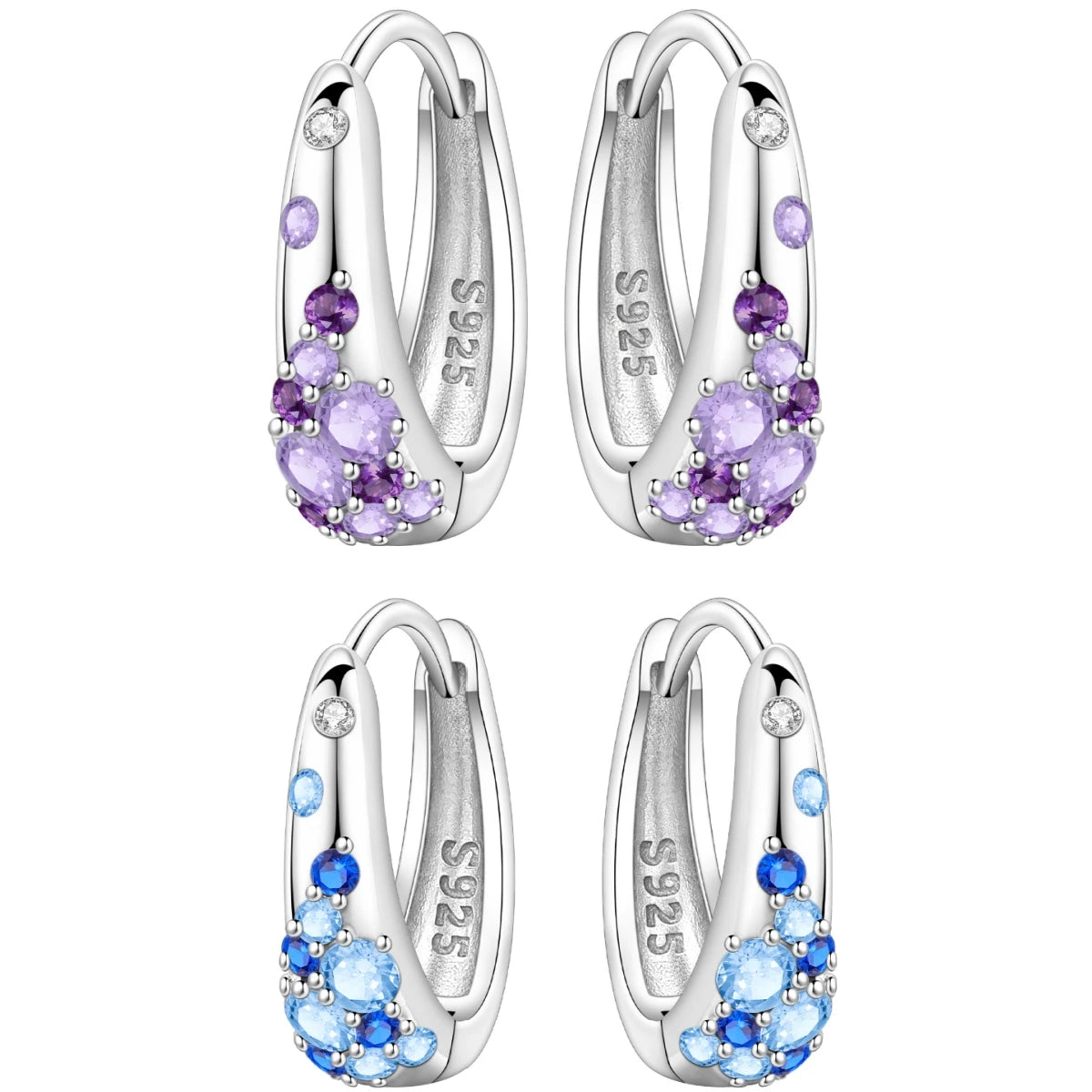Sterling silver Panpoki earrings with sparkling cubic zirconia, featuring a delicate, elegant design.