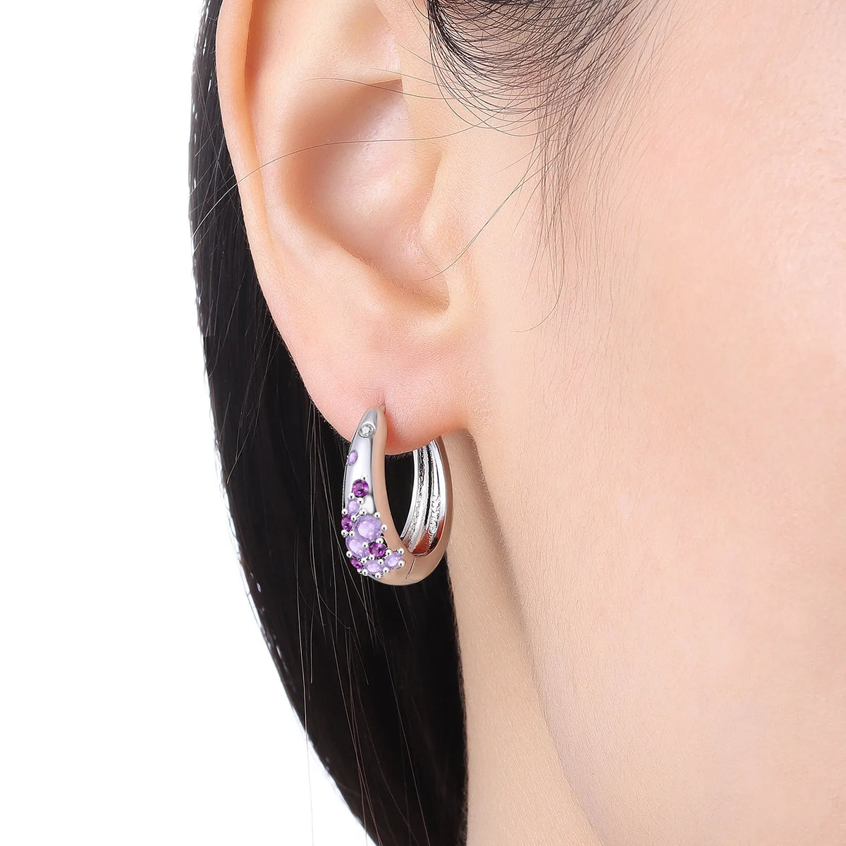 S925 sterling silver Panpoki earrings with sparkling cubic zirconia stones, featuring elegant dangling design.