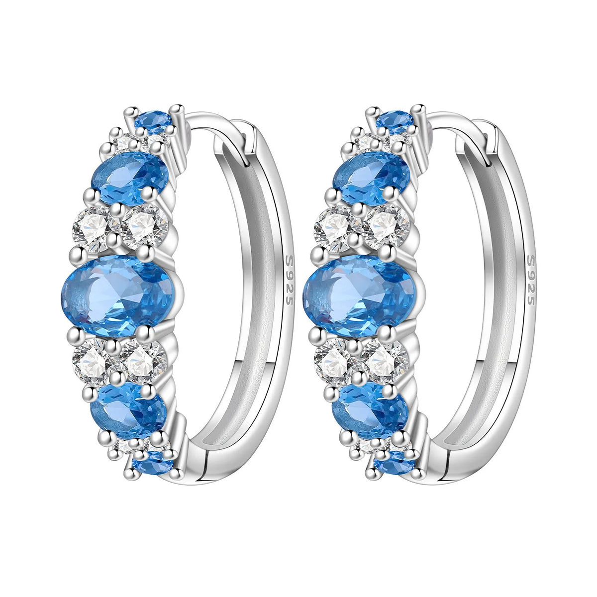 Sterling silver PANPOKI earrings with sparkling cubic zirconia, featuring elegant design and high-quality S925 craftsmanship.