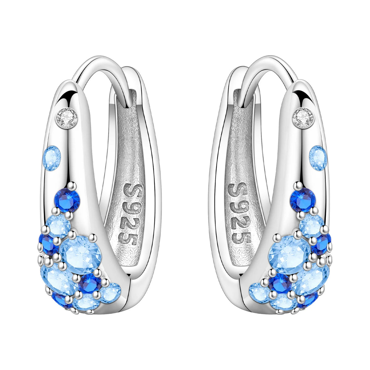 Sterling silver S925 Panpoki earrings with sparkling cubic zirconia, featuring elegant design and shiny finish
