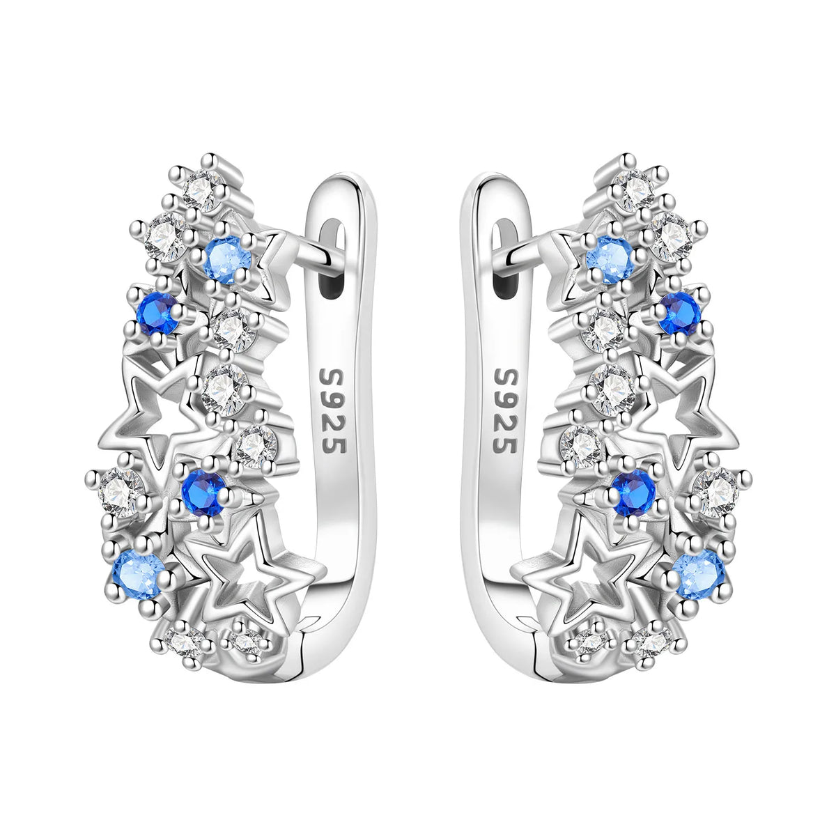 Sterling silver PANPOKI earrings with sparkling cubic zirconia from Corporación Turística, showing the detailed design and shine.