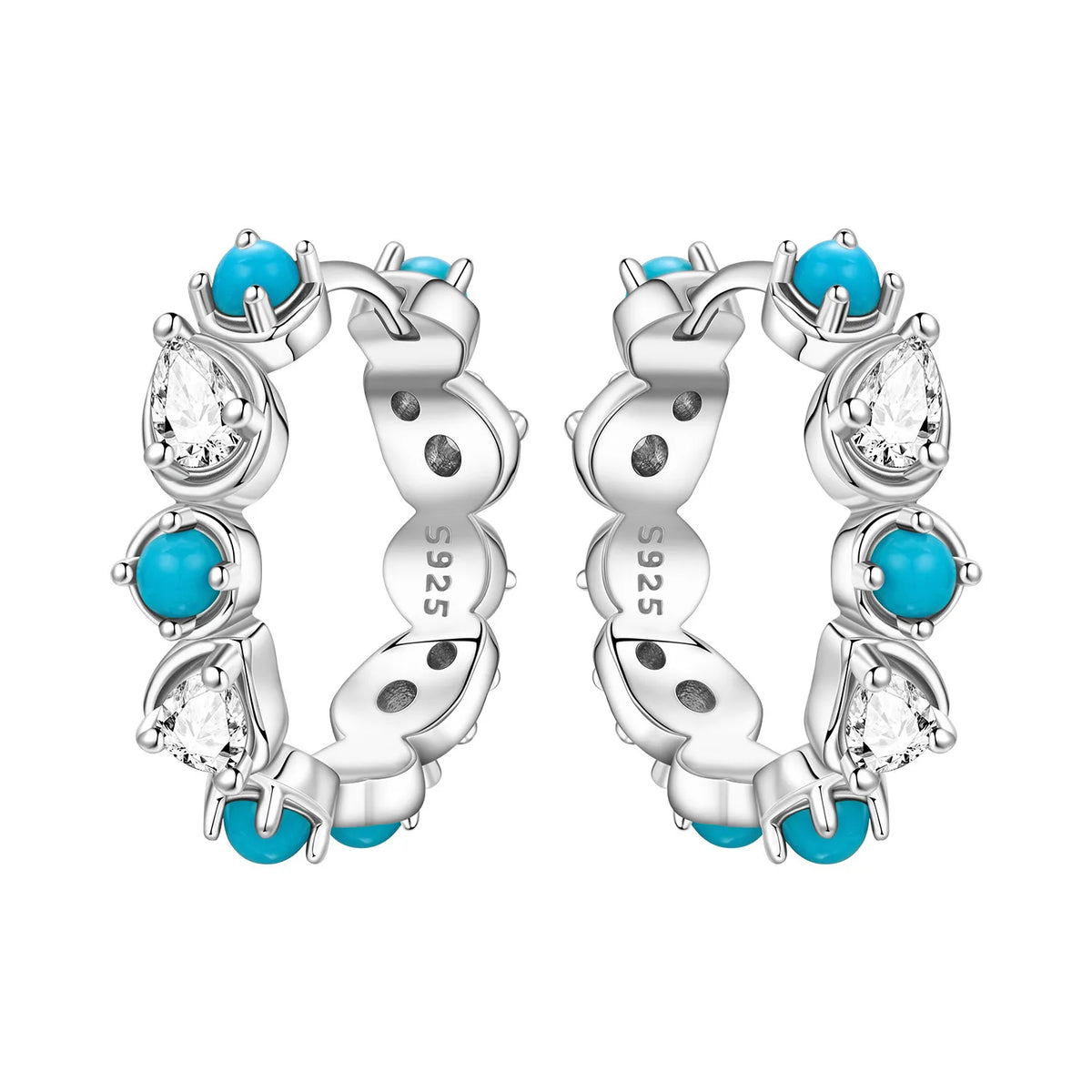 Sterling silver PANPOKI earrings with sparkling cubic zirconia from Corporación Turística, showcasing elegant jewelry design.
