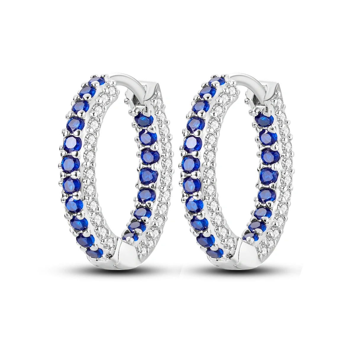 Sterling silver Orstarry earrings with blue cubic zirconia, featuring elegant dangle design and sparkling gemstone accents.