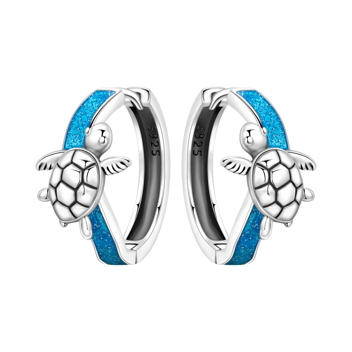 Sterling silver Orstarry earrings with blue cubic zirconia, featuring a elegant dangle design and sparkling gemstone accents.