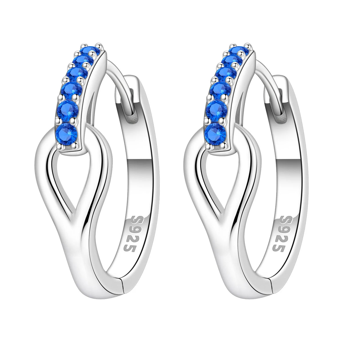 Sterling silver Orstarry earrings with blue cubic zirconia by Corporación Turística, featuring elegant, sparkling gemstone accents.