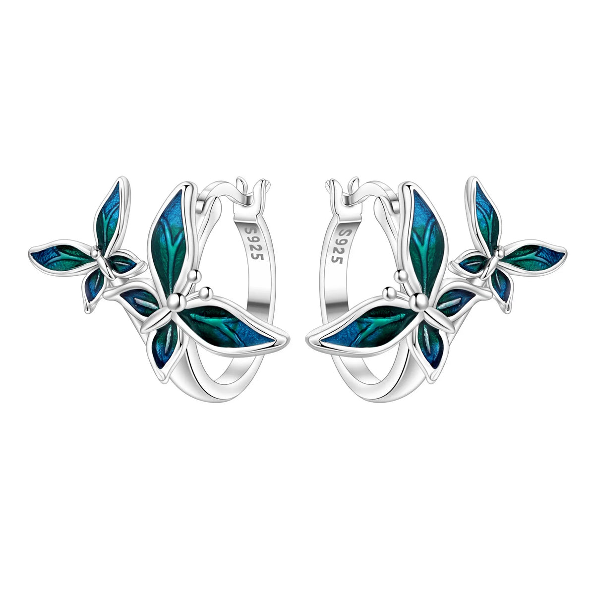 Sterling silver Orstarry earrings with blue cubic zirconia from Corporación Turística, showcasing elegant jewelry design.