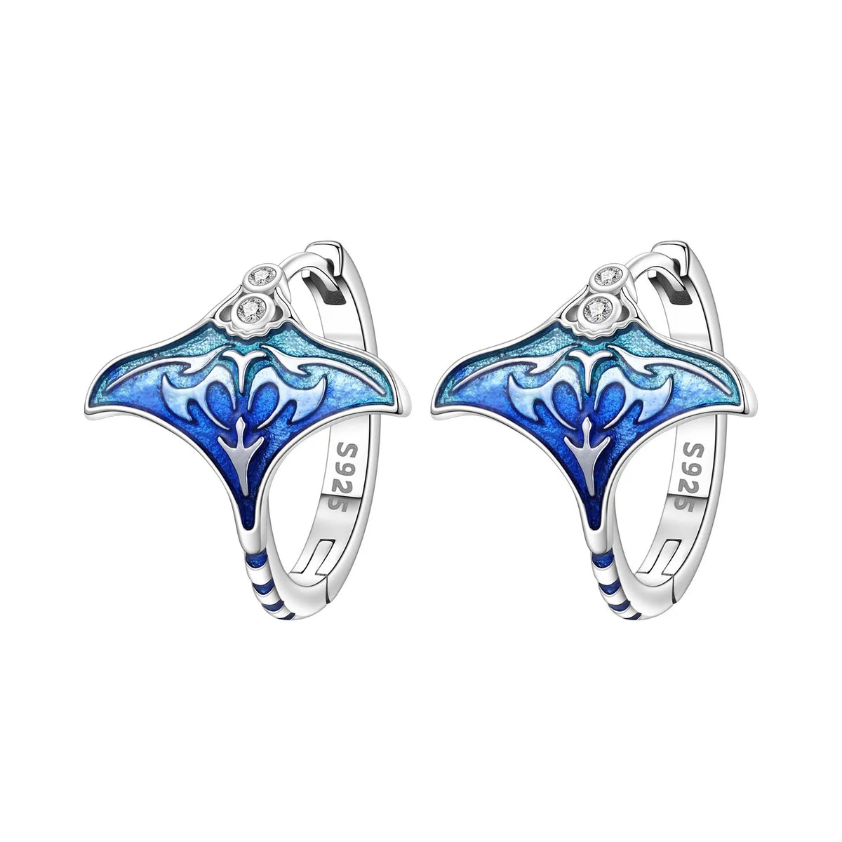 Sterling silver Orstarry earrings with blue cubic zirconia, featuring a delicate dangle design and polished finish.