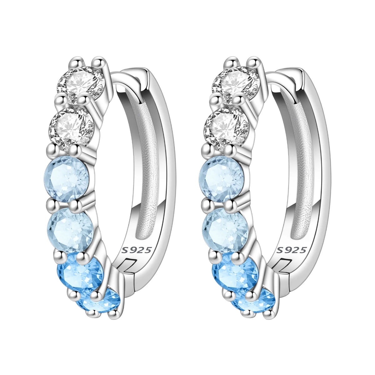 Sterling silver Orstarry earrings with sparkling blue cubic zirconia from Corporación Turística.