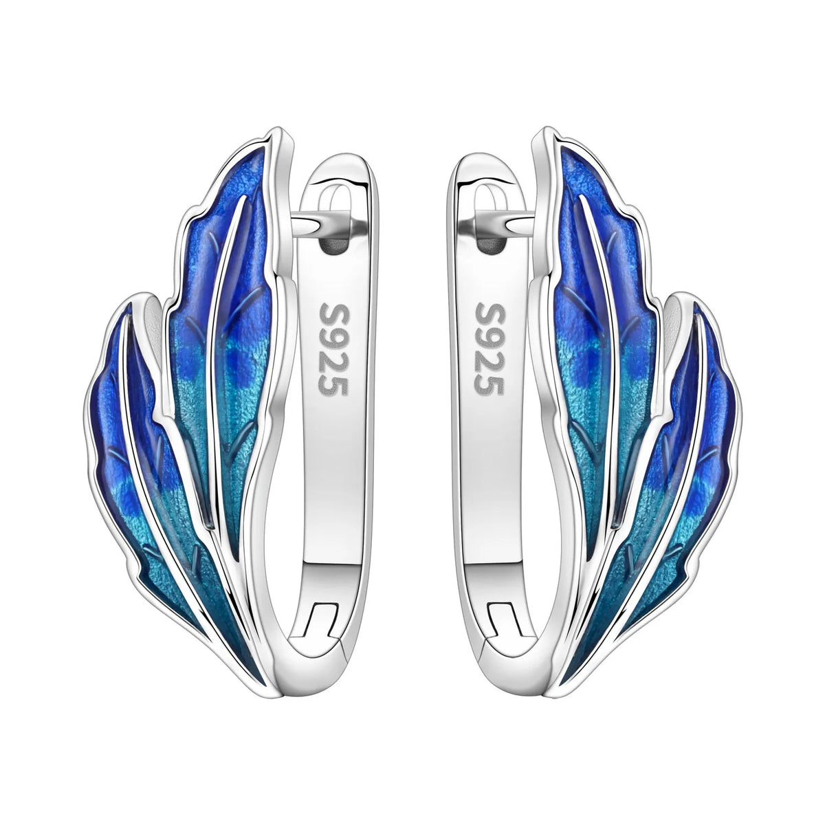 Sterling silver Orstarry earrings with blue cubic zirconia stones, featuring elegant drop design and polished finish.