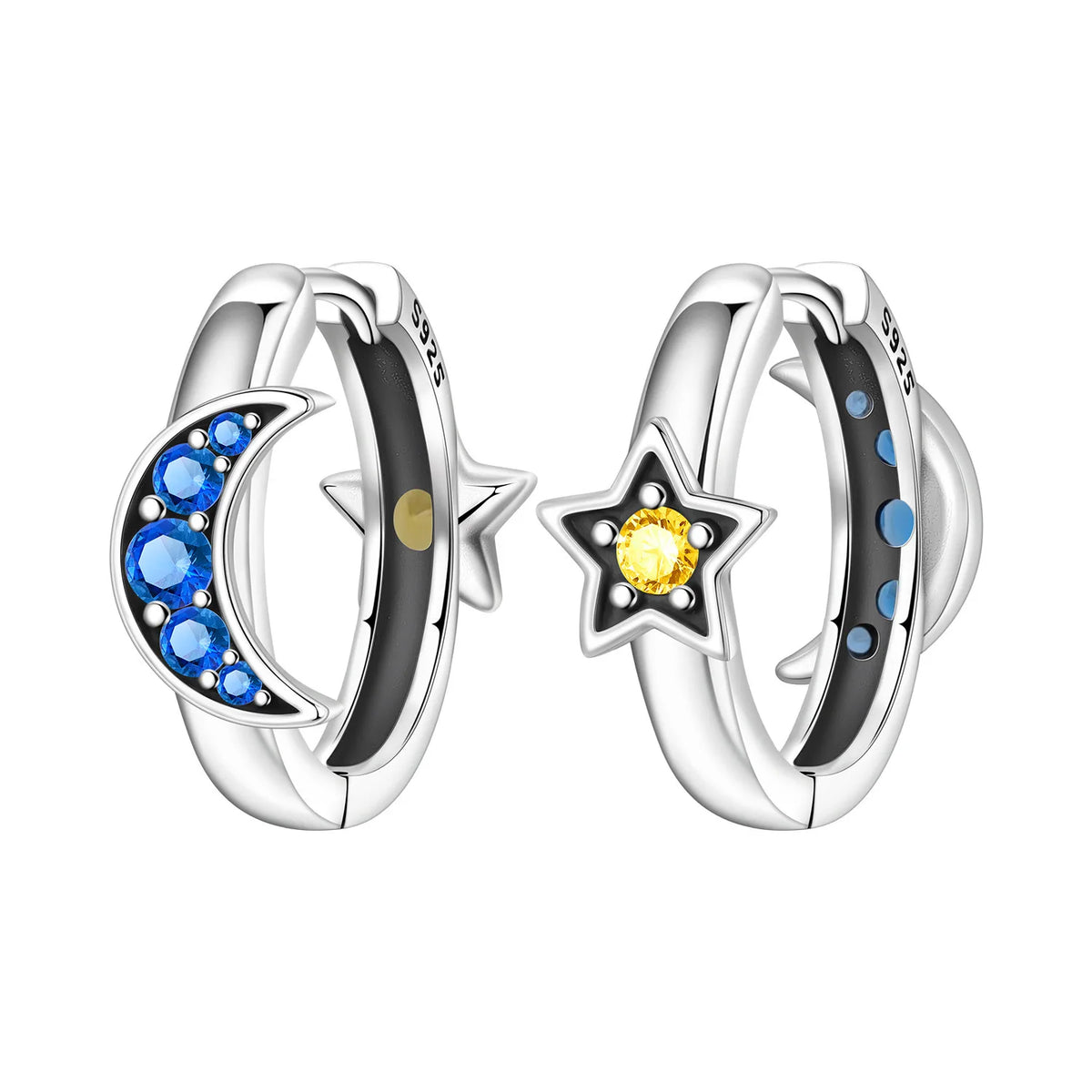 Sterling silver Orstarry earrings with blue cubic zirconia from Corporación Turística, showcasing the elegant jewelry design.