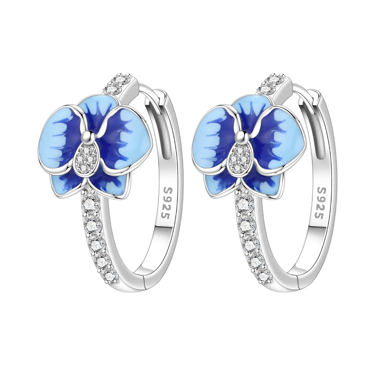 Sterling silver Orstarry earrings with blue cubic zirconia from Corporación Turística, showcasing elegant dangle design.