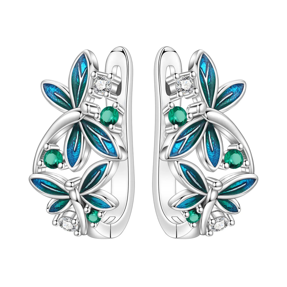 Sterling silver Orstarry earrings with blue cubic zirconia by Corporación Turística, showcasing elegant dangle design with sparkling stones.
