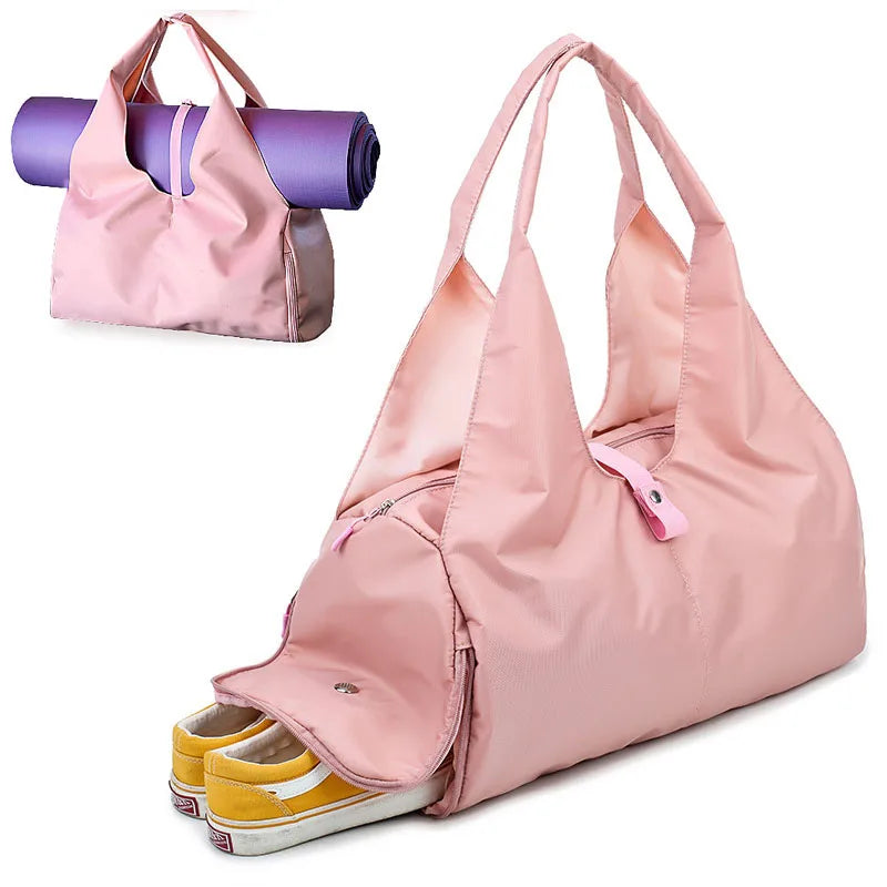 Pink yoga mat bag by Corporación Turística, designed for gym and fitness mats, with a spacious, durable carry strap.