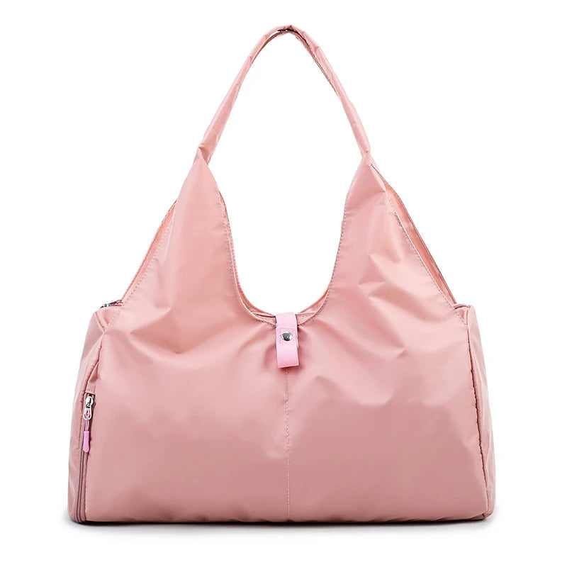 Pink yoga mat bag by Corporación Turística, with handles, designed for carrying yoga mats, gym gear, and fitness accessories.
