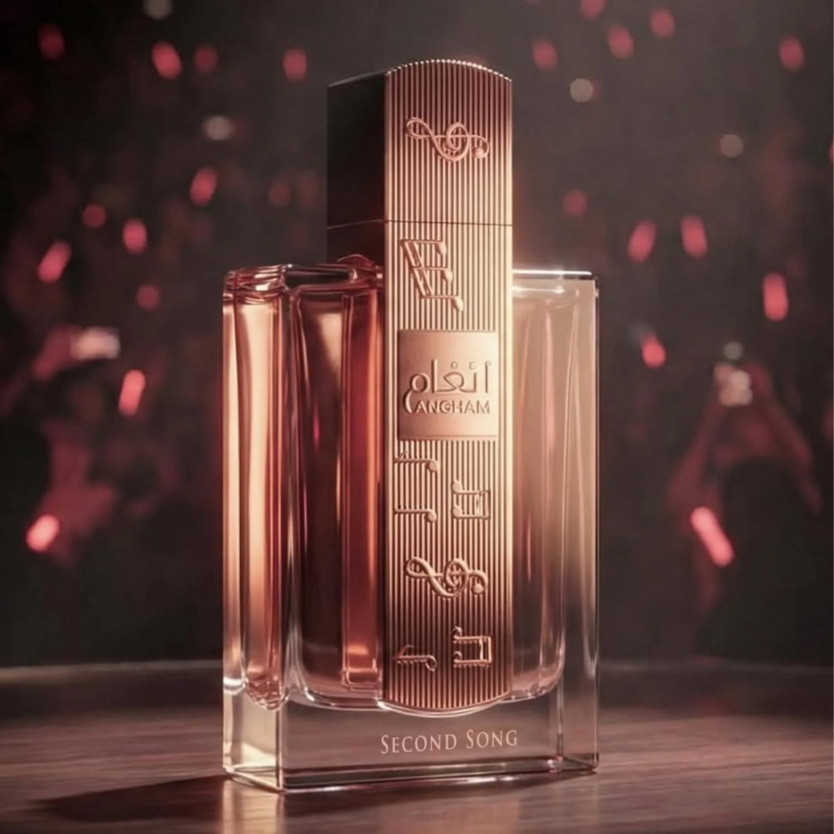 Lattafa Angham Second Song Eau de Parfum 100ml in pink bottle, elegant fragrance for women by Lattafa, displayed in the image.