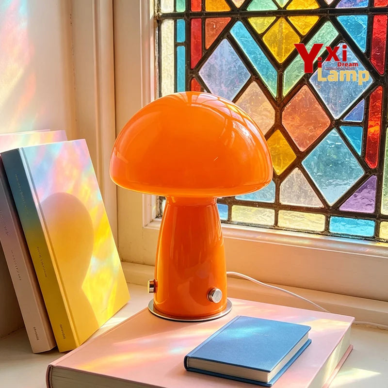 Mid-century style Murano glass table lamp with pink swirl design, crafted by Corporación Turística, elegant and decorative for living spaces.