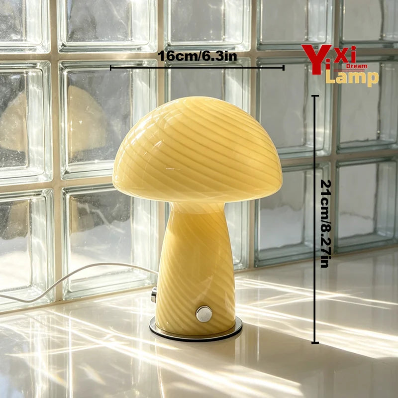 Mid-century style Murano glass table lamp with pink swirl design, crafted by Corporación Turística, elegant and decorative lighting piece.