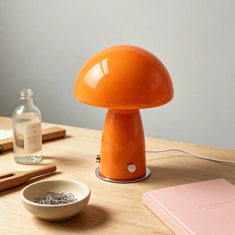 Mid-century style Murano glass table lamp featuring pink swirl design, crafted by Corporación Turística.
