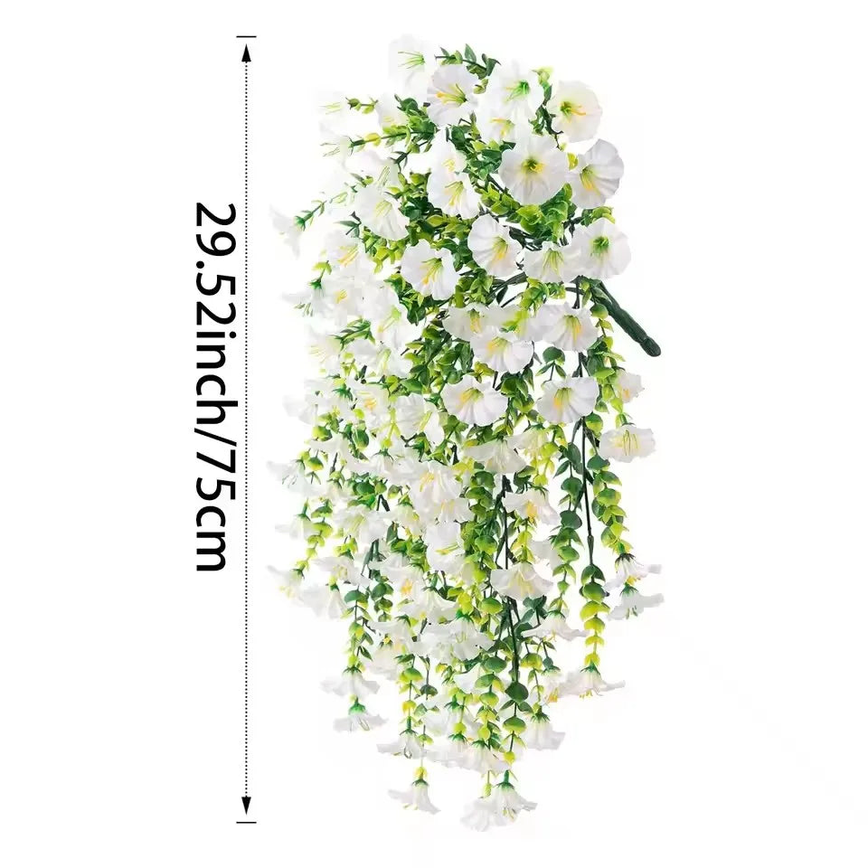 Set of 10 hanging eucalyptus and gloriosa floral decorations with pink and white accents, ideal for festive or decorative spaces.