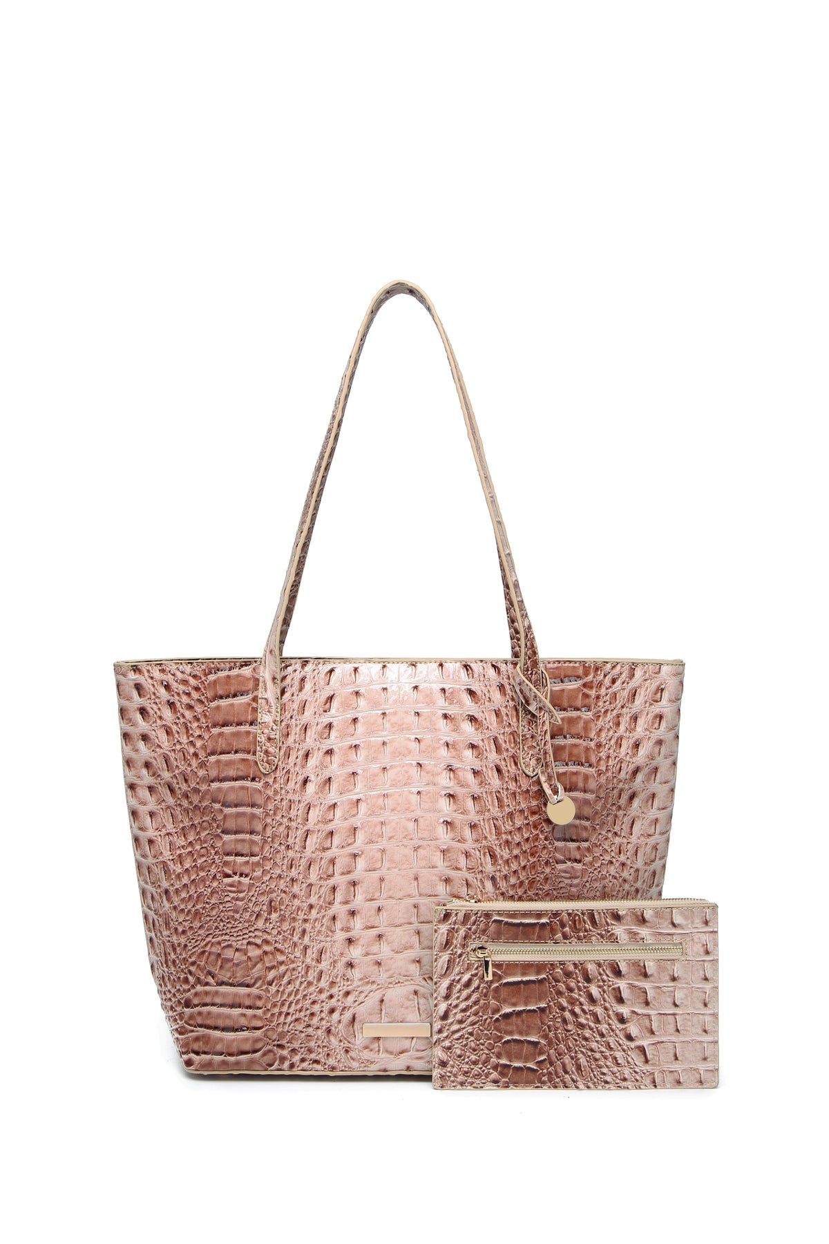 Set of textured relief handbags by Corporación Turística featuring elegant designs in a stylish hand-held bag collection.