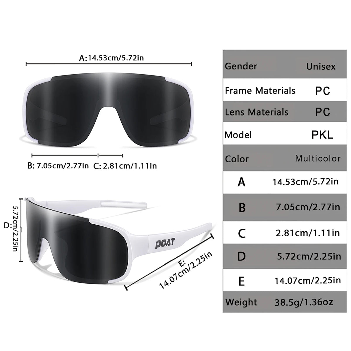 POAT cycling sunglasses by Corporación Turística with stylish outdoor design, lightweight frame, and UV protection for active cycling.