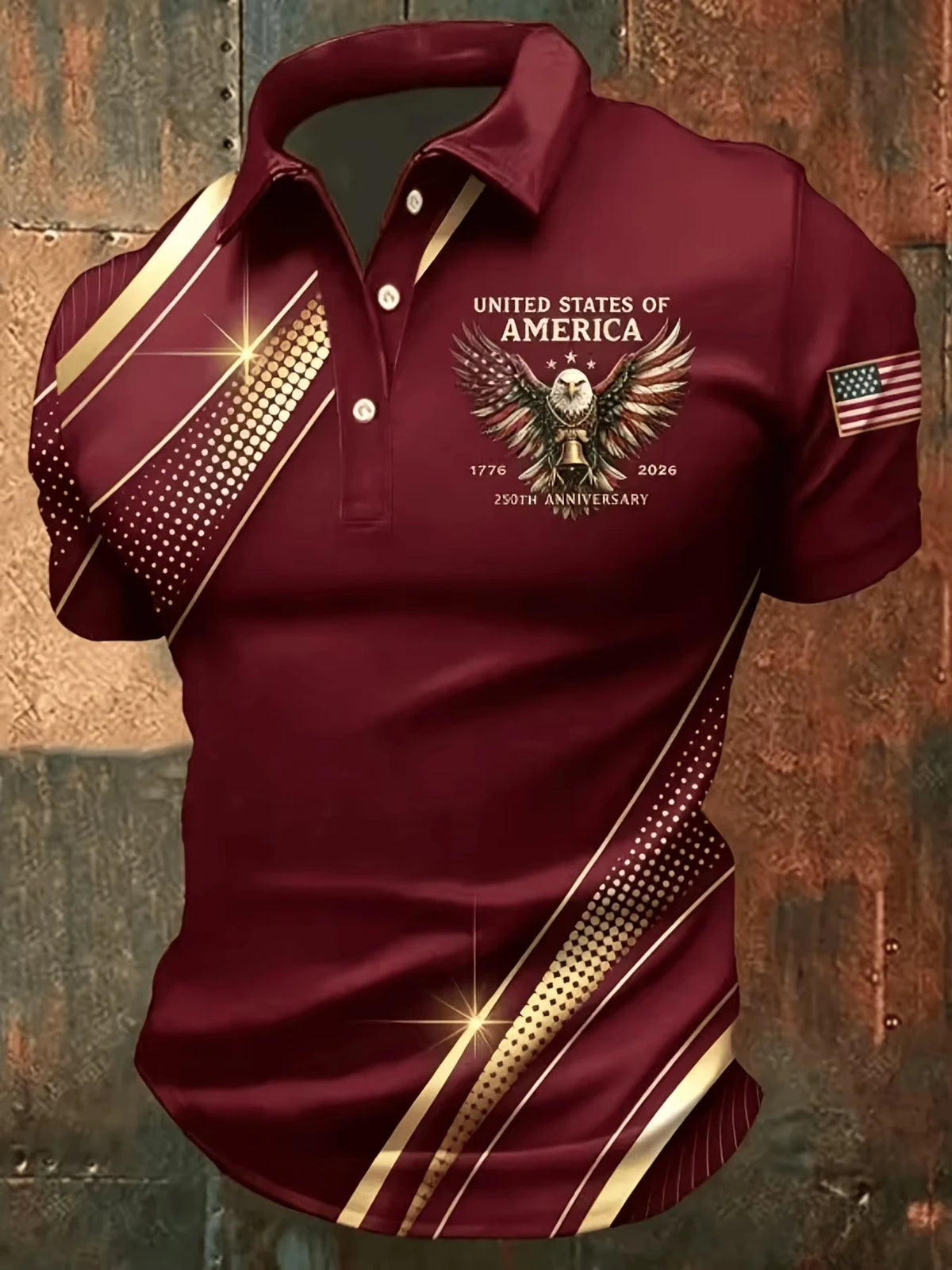 3D leaf and boat print polo shirt by Corporación Turística, featuring a bander design, in 5XL size.