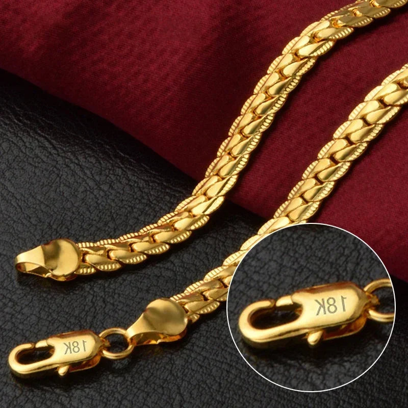 Lateral complete 6mm silver and gold-plated 925 sterling silver necklace by Corporación Turística, 20cm length, detailed view.