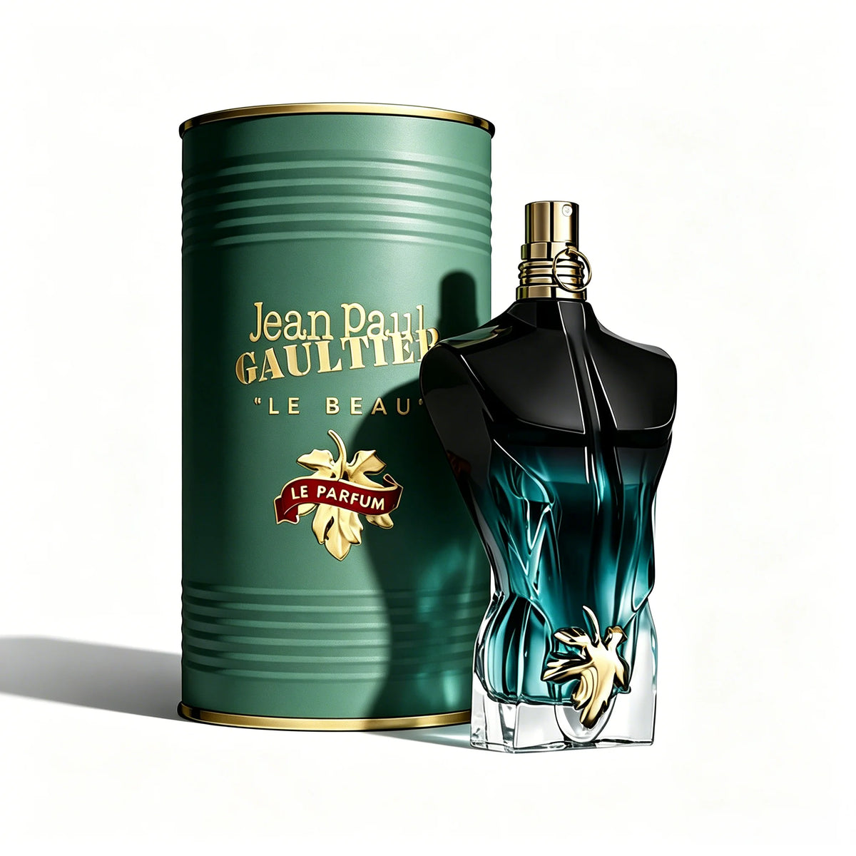 Jean Paul Gaultier Le Beau Le Parfum 4.2oz perfume bottle with sleek silver design, ideal for men’s fragrance collection.