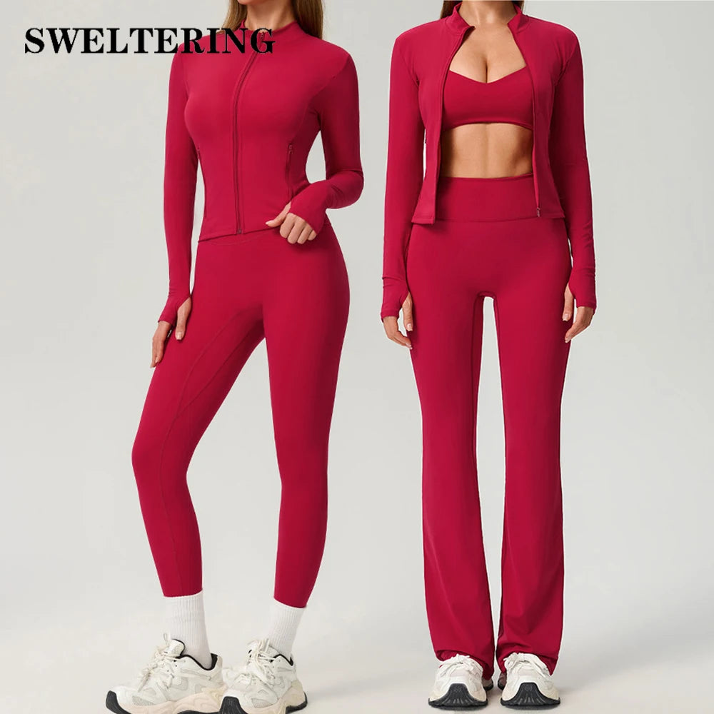 Black 2-piece women's sports set from Corporación Turística, includes a sporty top and matching leggings.