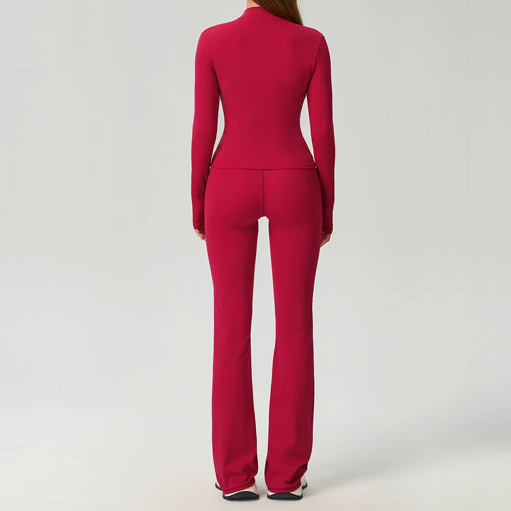 Black 2-piece women's sports set by Corporación Turística featuring a matching sports top and leggings, ideal for active wear.