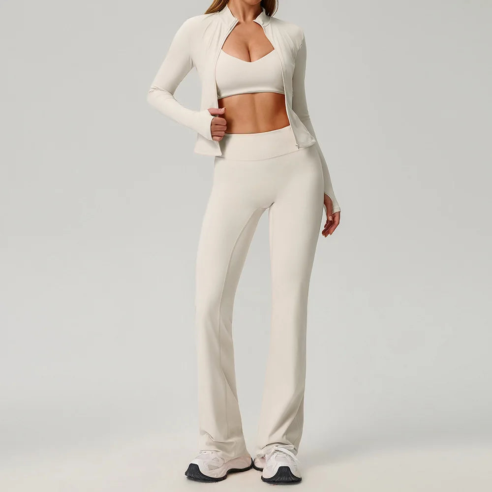 Black 2-piece women's sports outfit from Corporación Turística featuring a comfortable athletic top and matching leggings.