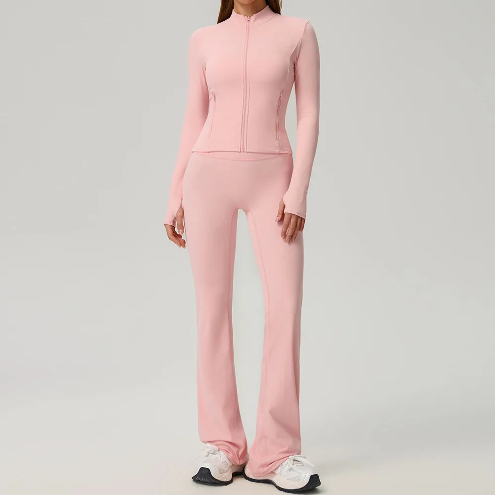 Black 2-piece women's sports set by Corporación Turística, includes a sporty top and matching leggings, ideal for active wear.