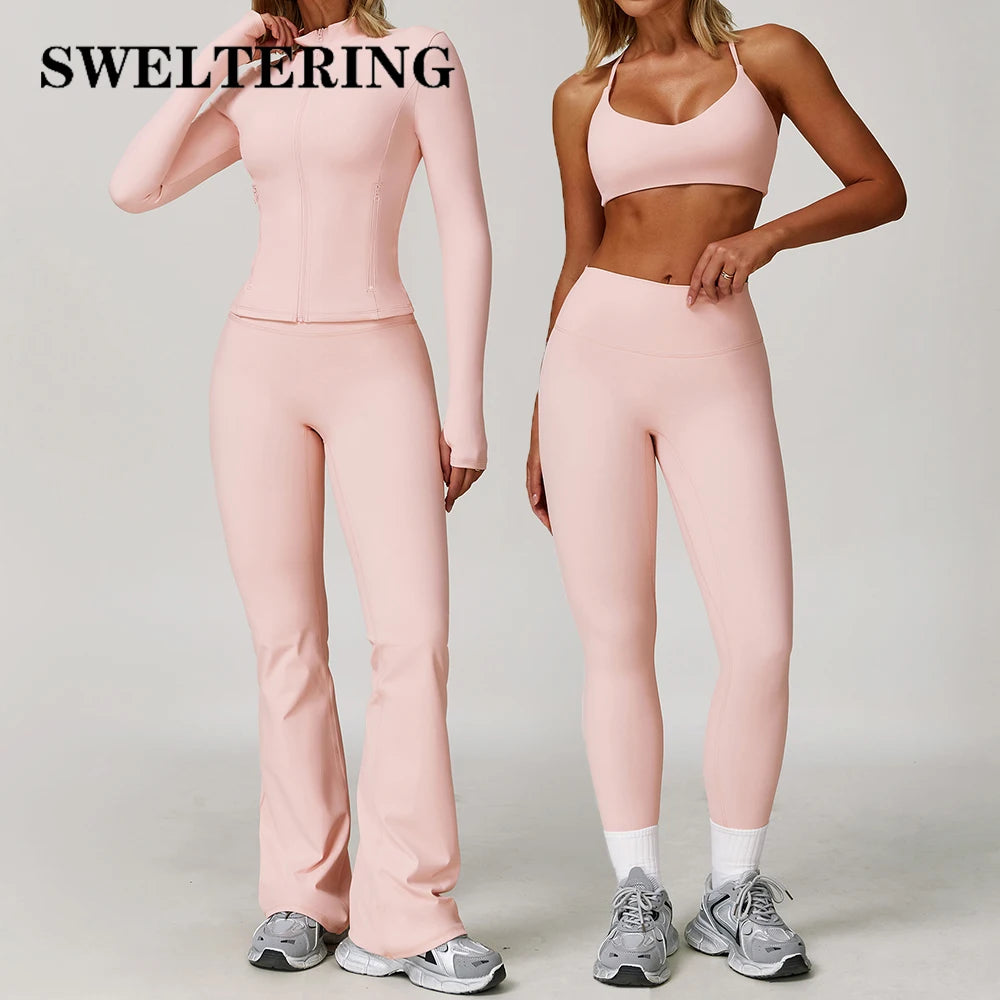 Black 2-piece yoga set for women, includes sports top and leggings, from Corporación Turística, ideal for active wear.