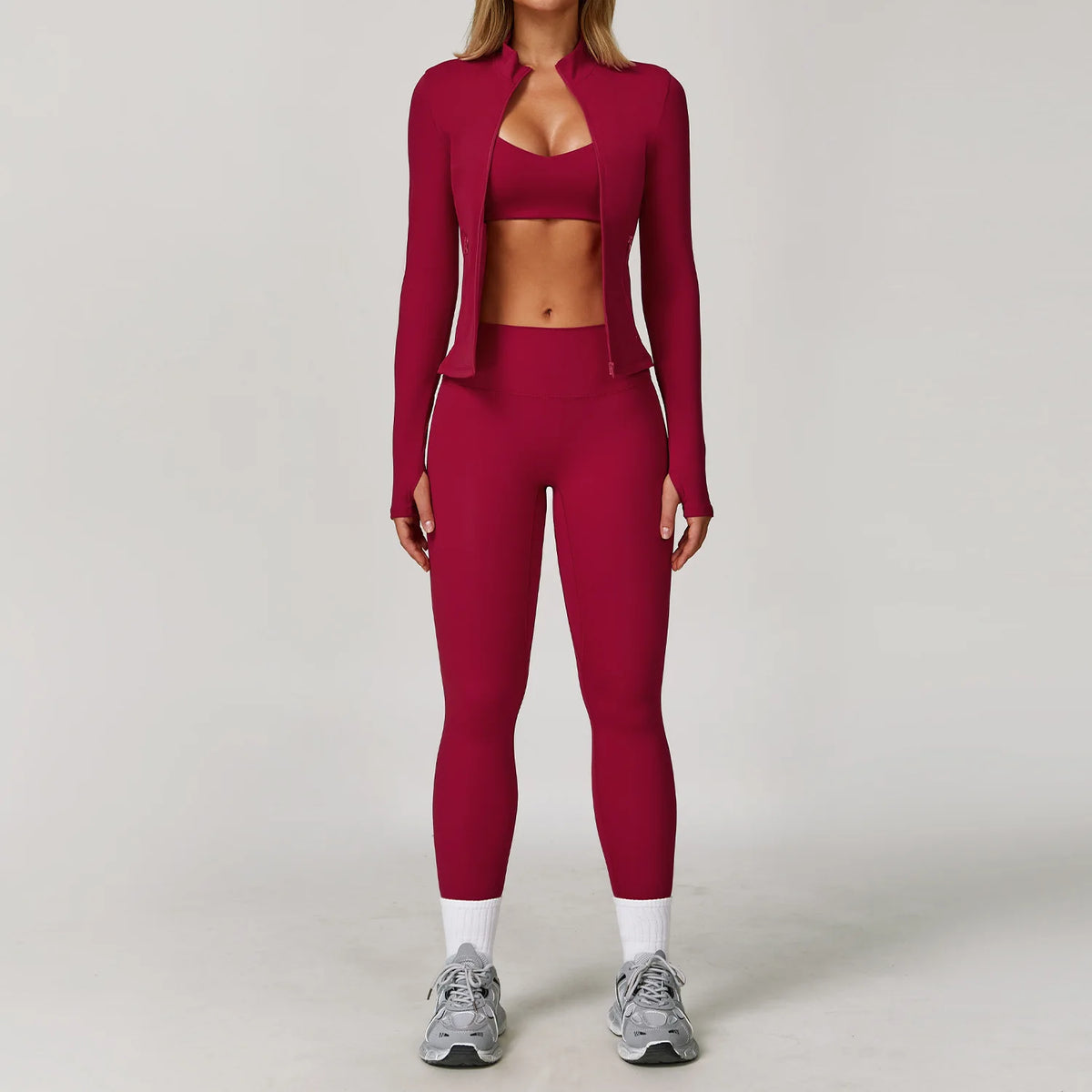 Black 2-piece women's yoga set by Corporación Turística, includes a sports top and leggings, ideal for active wear.