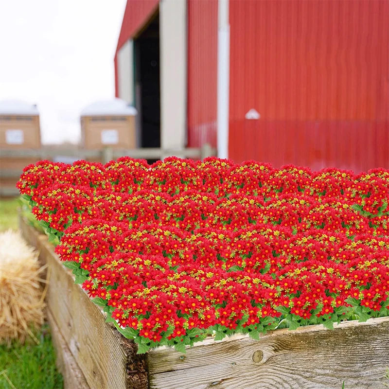 Artificial red Margarita flower bouquet with 28 heads, realistic-looking floral arrangement from Corporación Turística.