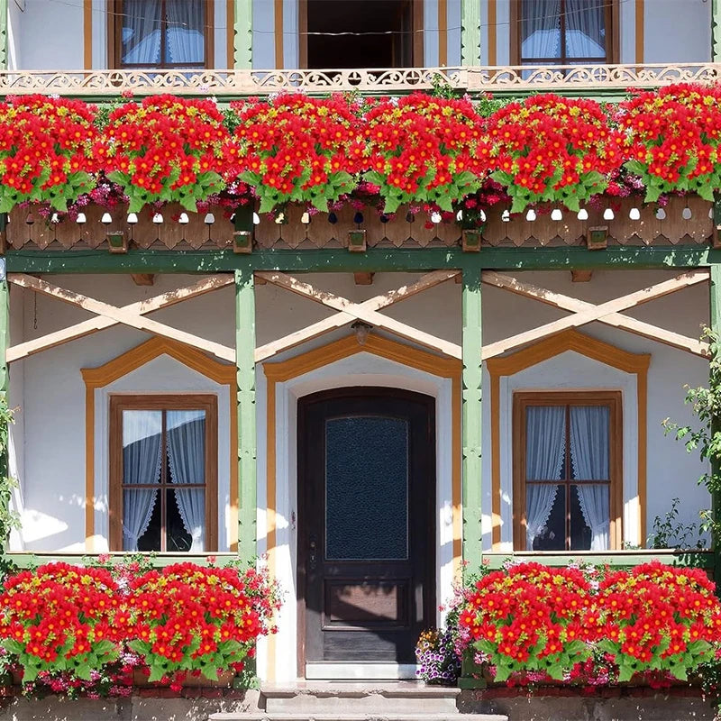 Artificial red Margarita flower bouquet with 28 heads, vibrant floral arrangement by Corporación Turística.