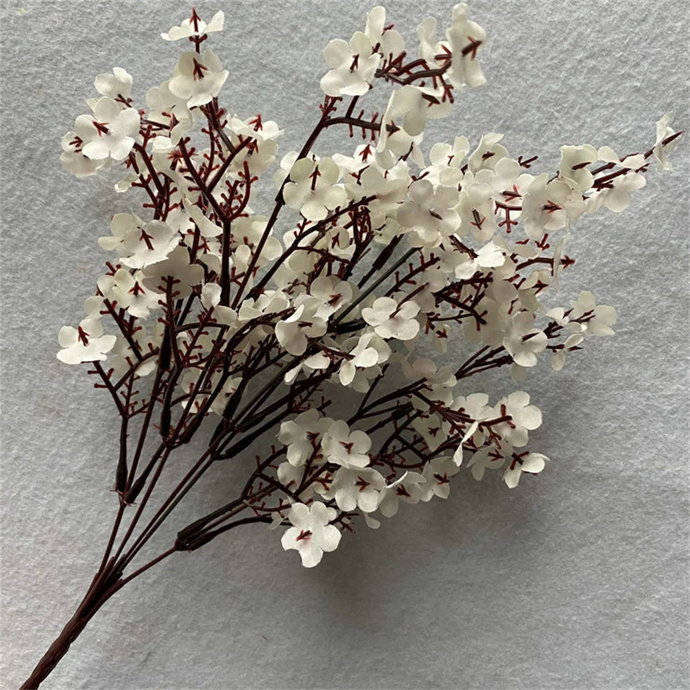 Two artificial Gypsophila flowers in purple, realistic faux floral bunch for home decor, by Corporación Turística.