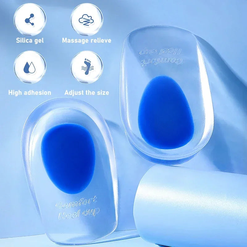 Silicone gel insoles from Corporación Turística, cushioned for pain relief, with a hollow design for comfort in EU shoe sizes 39-46.