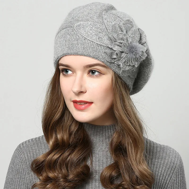 Red women's bunny ear beanie from Corporación Turística, knitted wool hat with playful bunny design, suitable for cold weather.